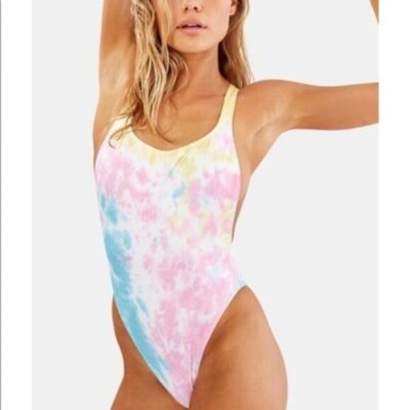 Re/Done Solid & Striped Venice Tie Dye One Piece Swimsuit - Picture 2 of 8
